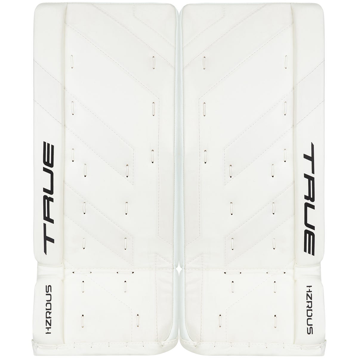 True HZRDUS Junior Goalie Leg Pads in White/White Size 28+2in