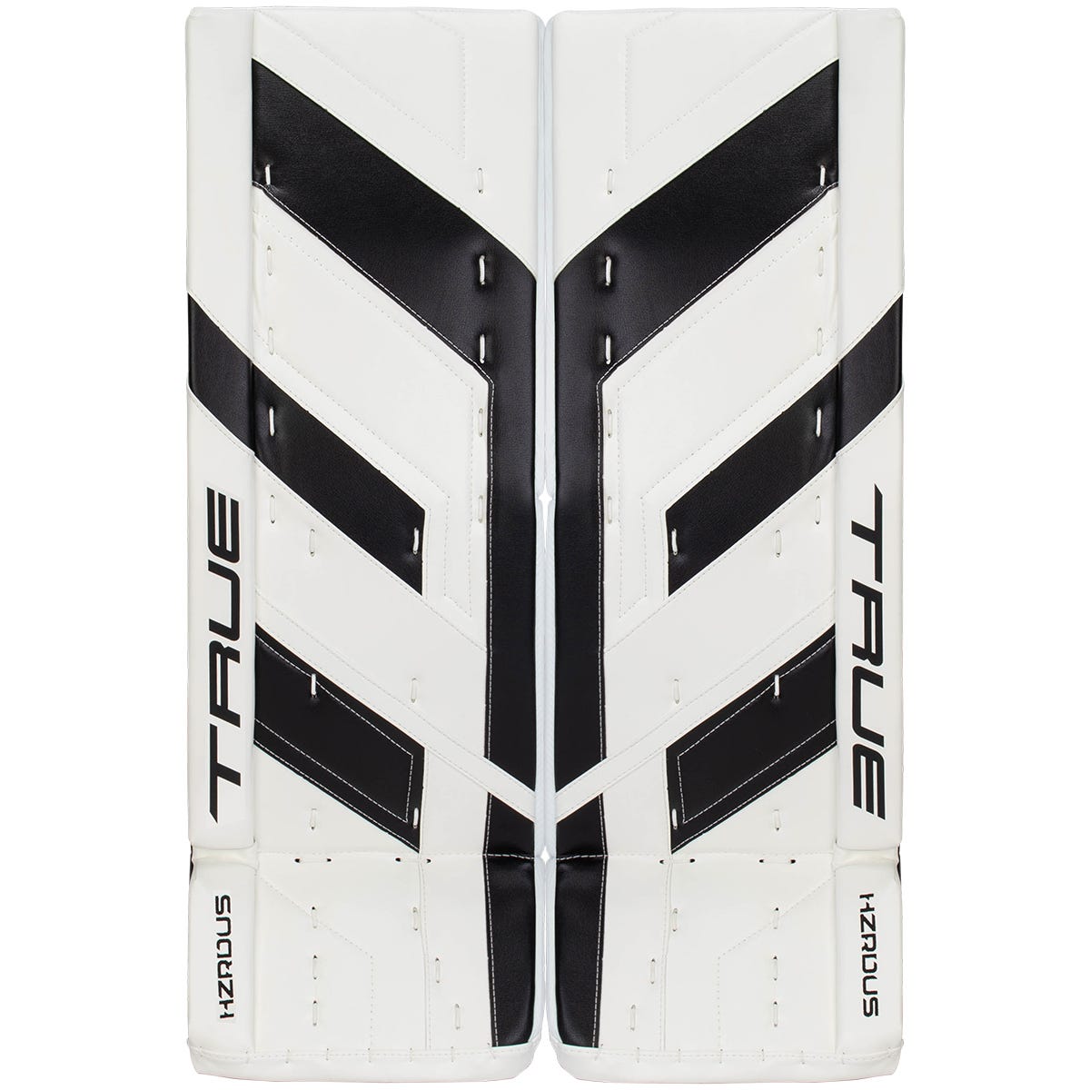 True HZRDUS 7X4 Senior Goalie Leg Pads in White/Black Size 34+2in