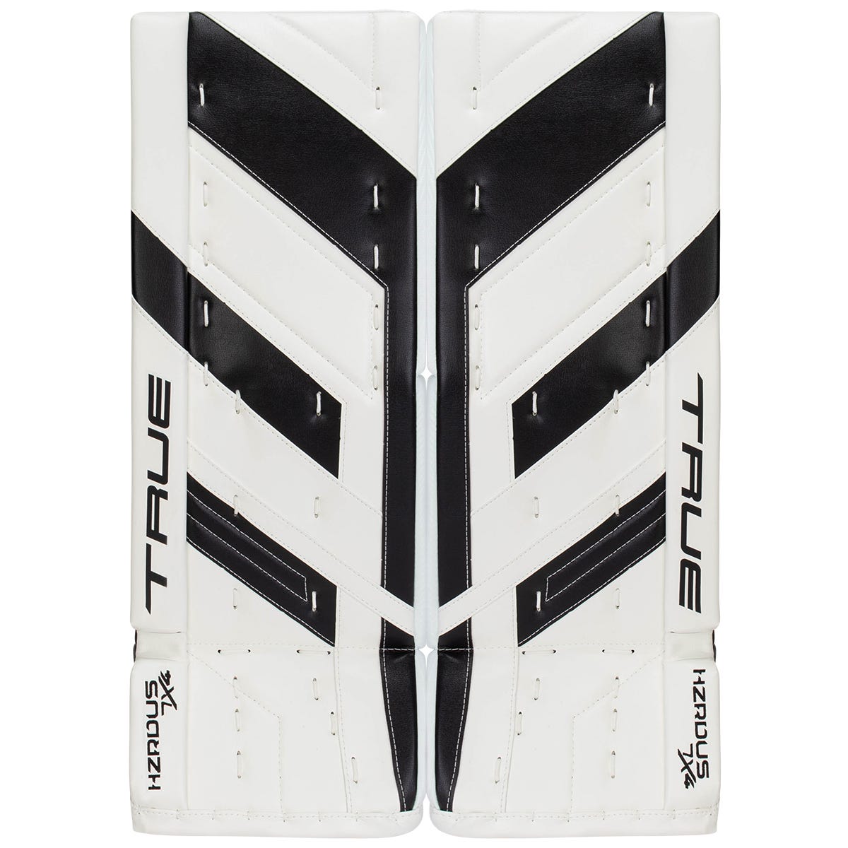 True HZRDUS 7X4 Intermediate Goalie Leg Pads in White/Black Size 30+2in