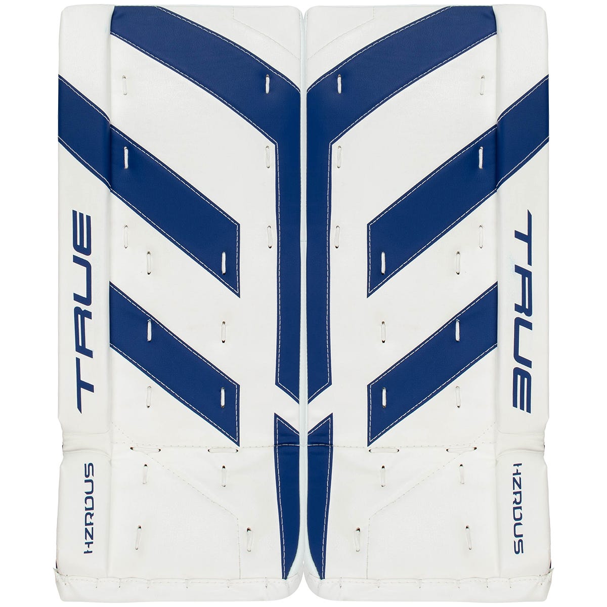 True HZRDUS Junior Goalie Leg Pads in Royal White Size 26+2in