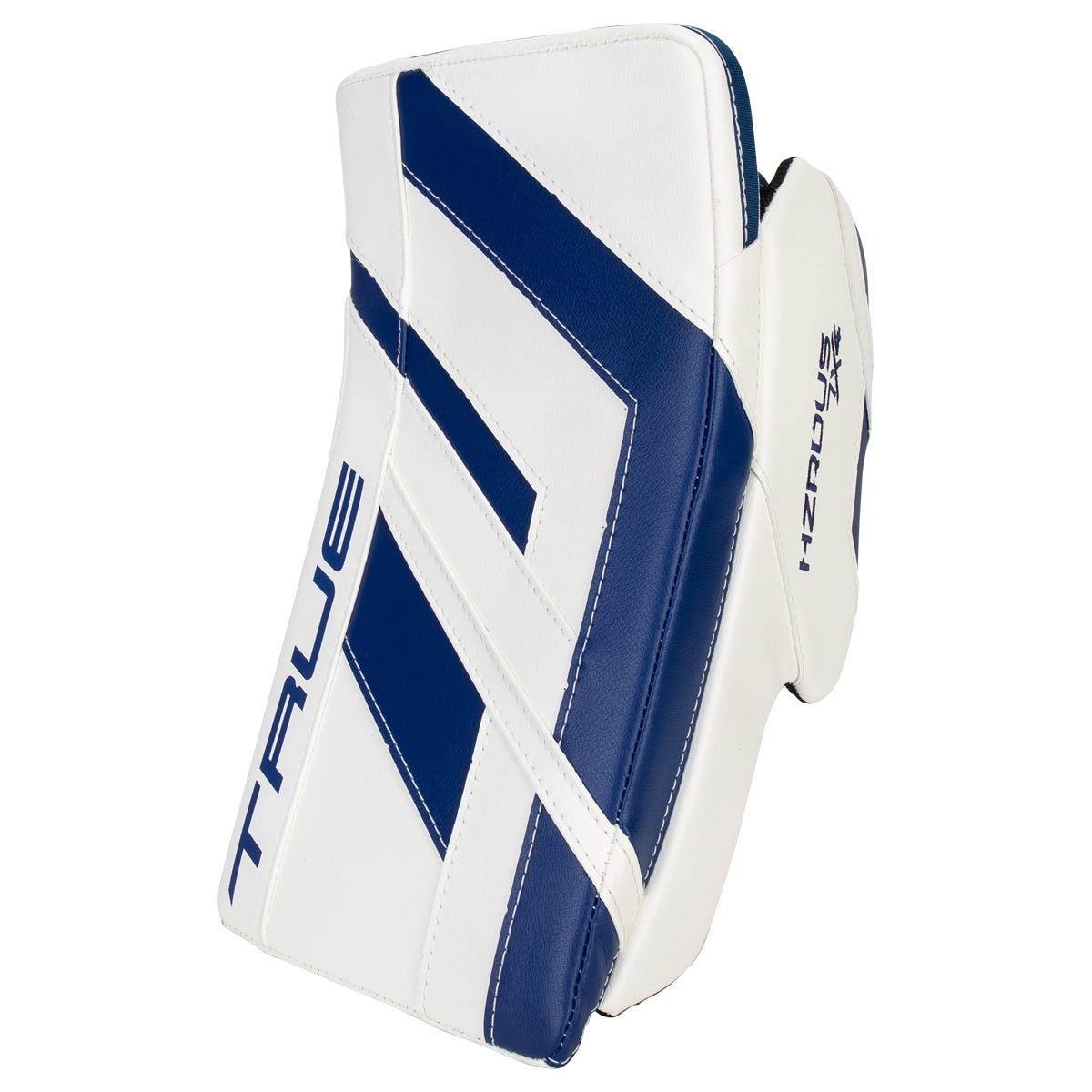 True HZRDUS 7X4 Intermediate Goalie Blocker in Royal White
