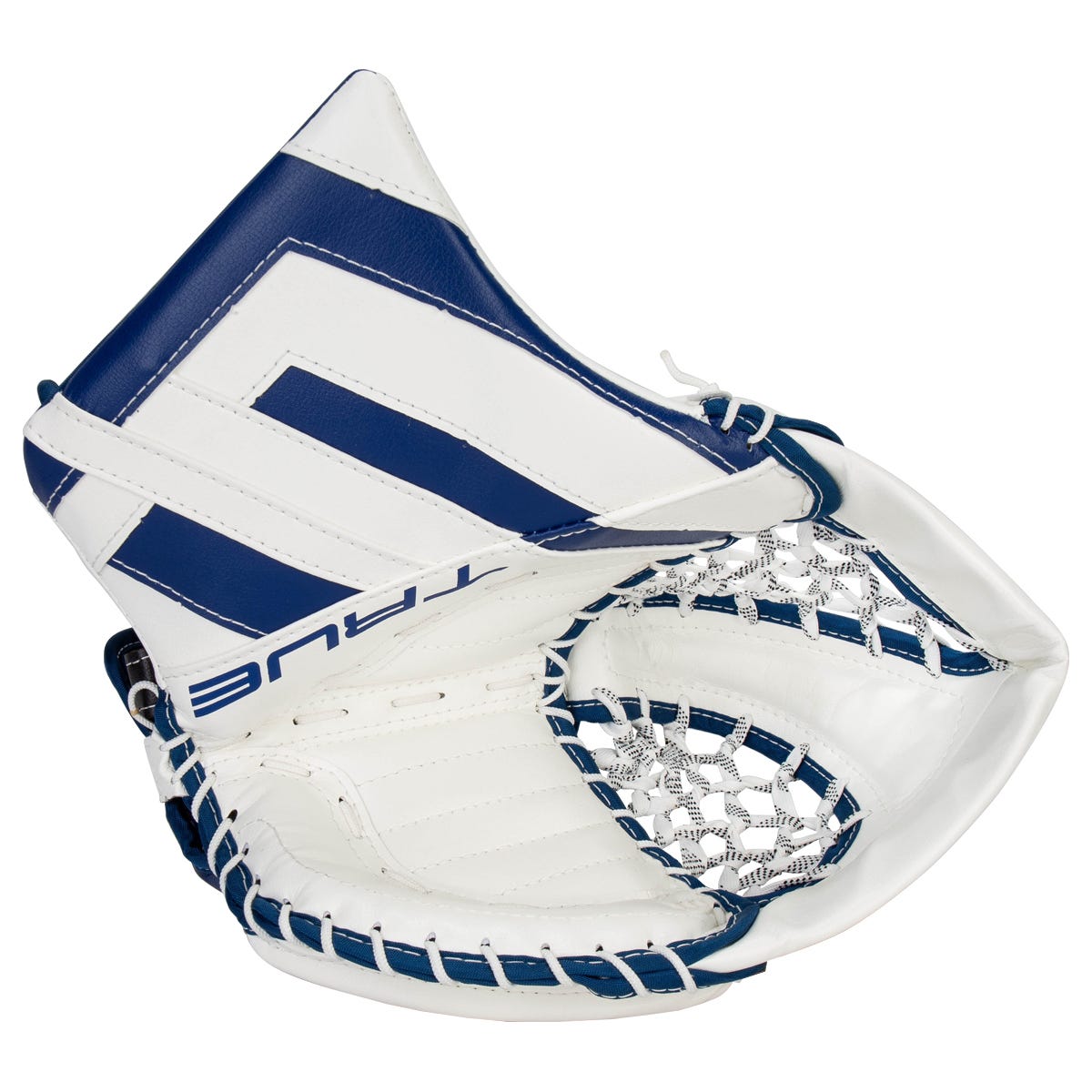 True HZRDUS 7X4 Intermediate Goalie Glove in Royal White