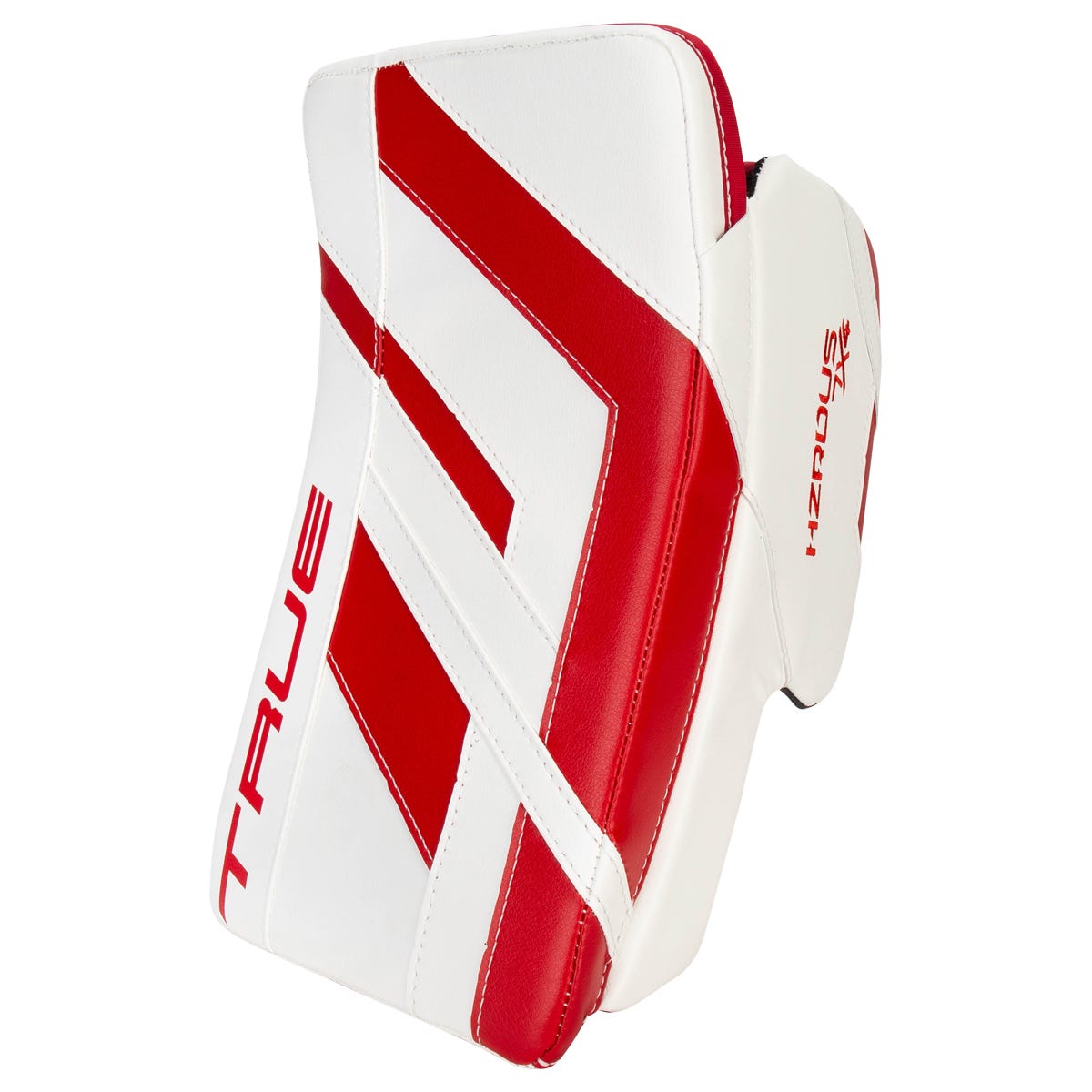 True HZRDUS 7X4 Senior Goalie Blocker in White/Red