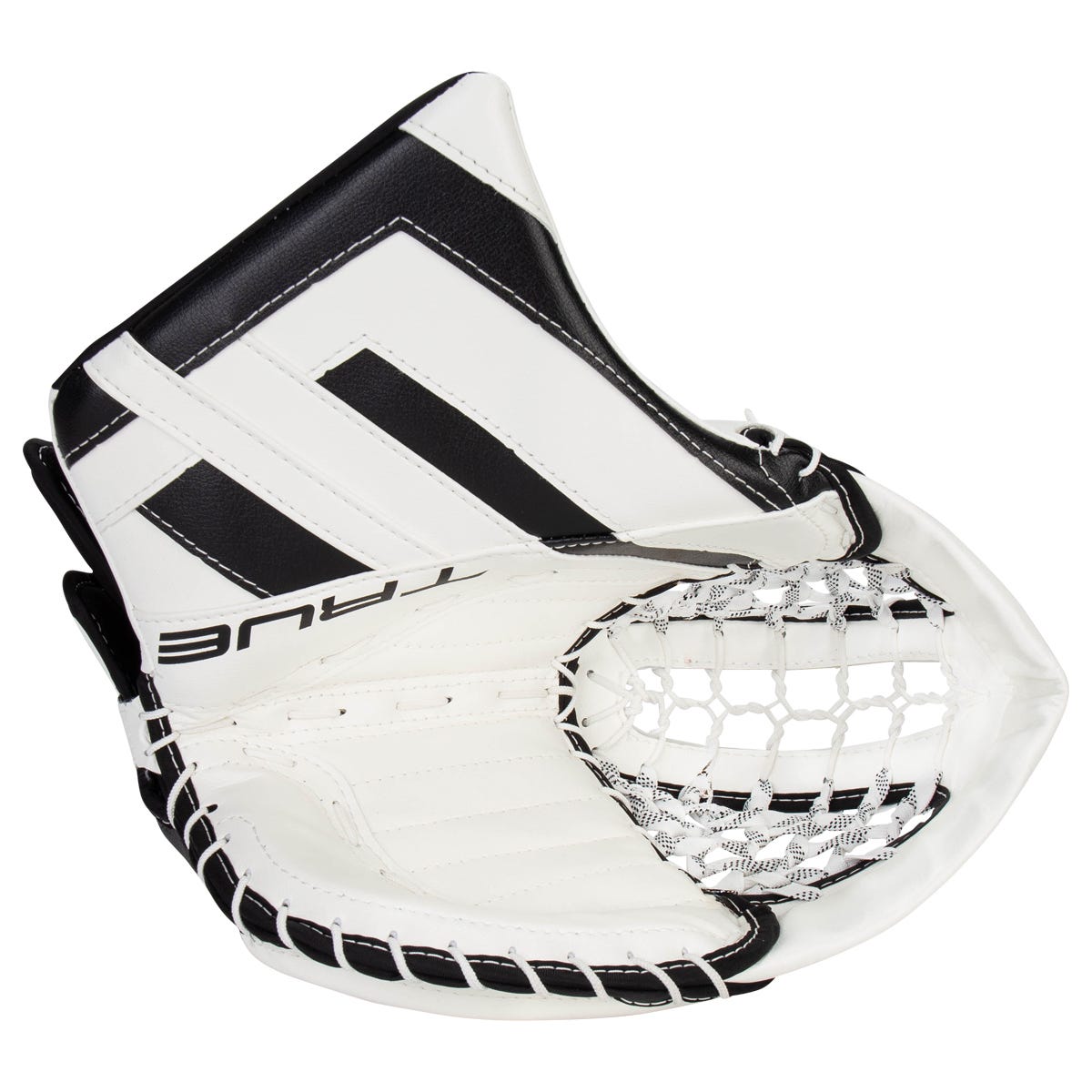 True HZRDUS 7X4 Senior Goalie Glove in White/Black