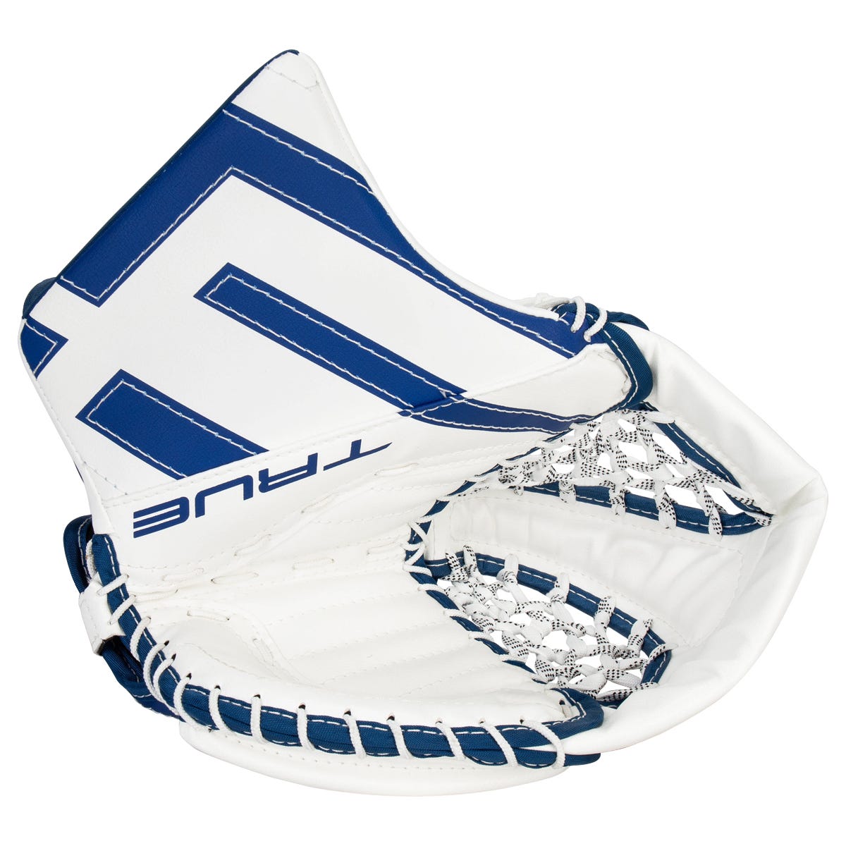 True HZRDUS Junior Goalie Glove in Royal White
