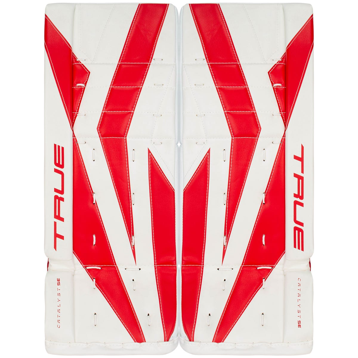 True Catalyst SE Junior Goalie Leg Pads in White/Red Size 28+2in