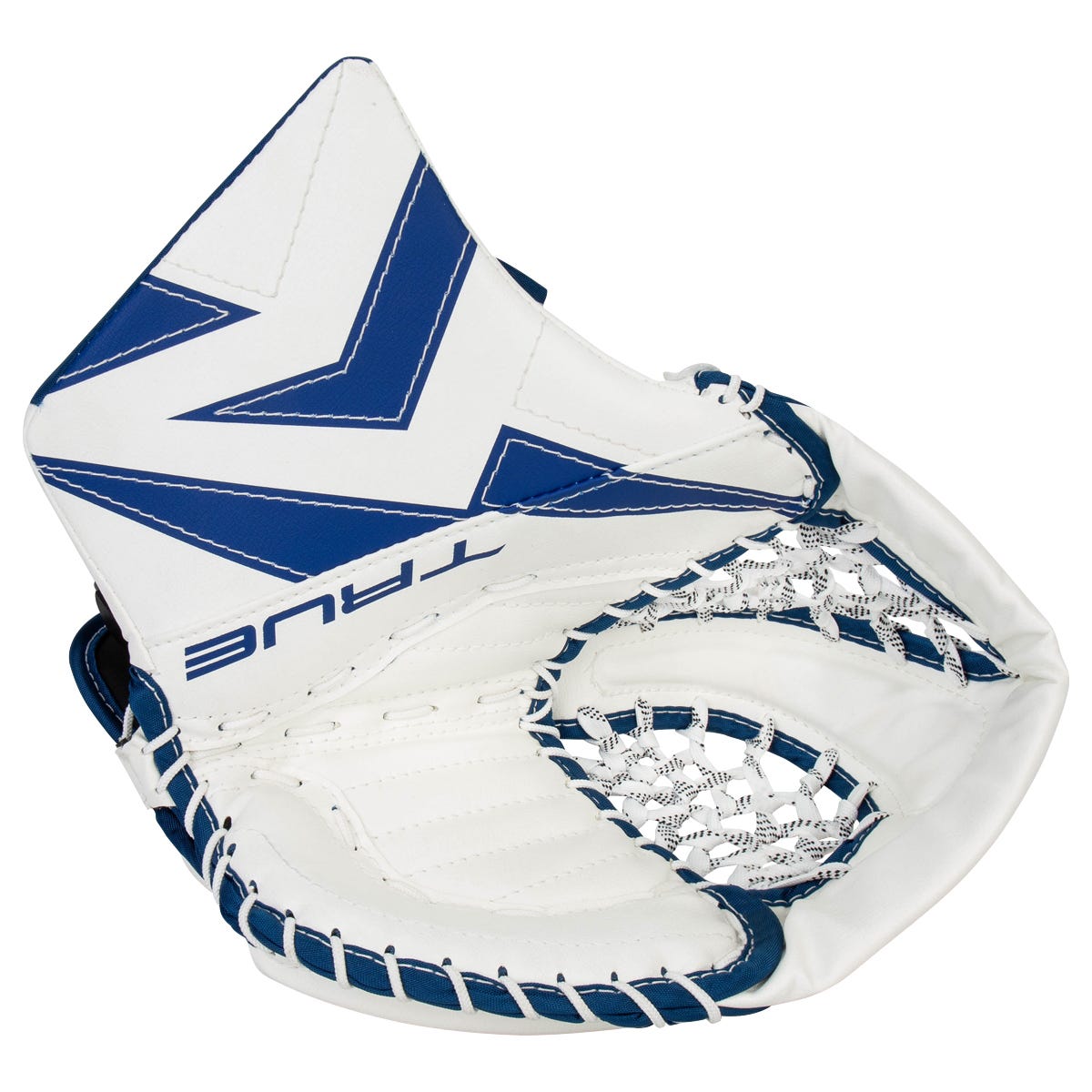True Catalyst SE Junior Goalie Glove in White/Blue