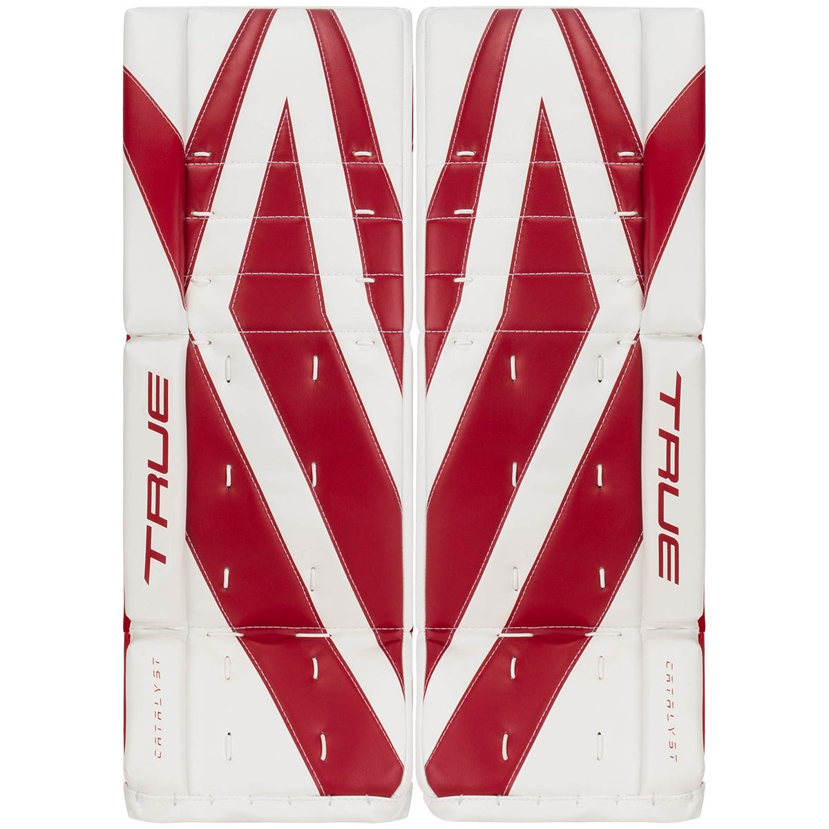 True Catalyst Junior Goalie Leg Pads in White/Red Size 26+2in