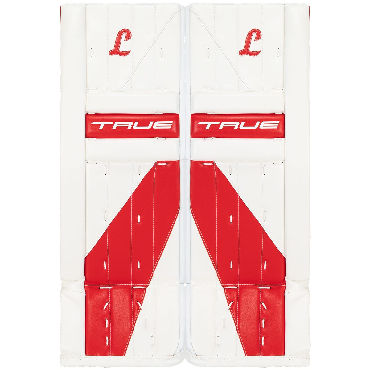 True HZRDUS 7X-L95 Intermediate Goalie Leg Pads in White/Red Size 31+2in