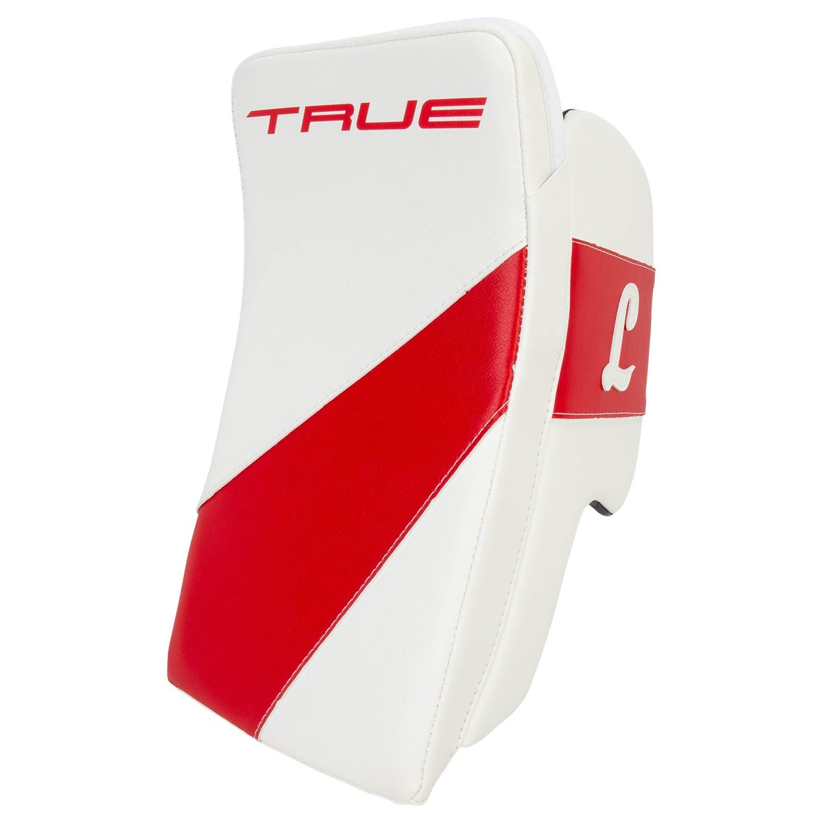 True HZRDUS 7X-L95 Senior Goalie Blocker in White/Red