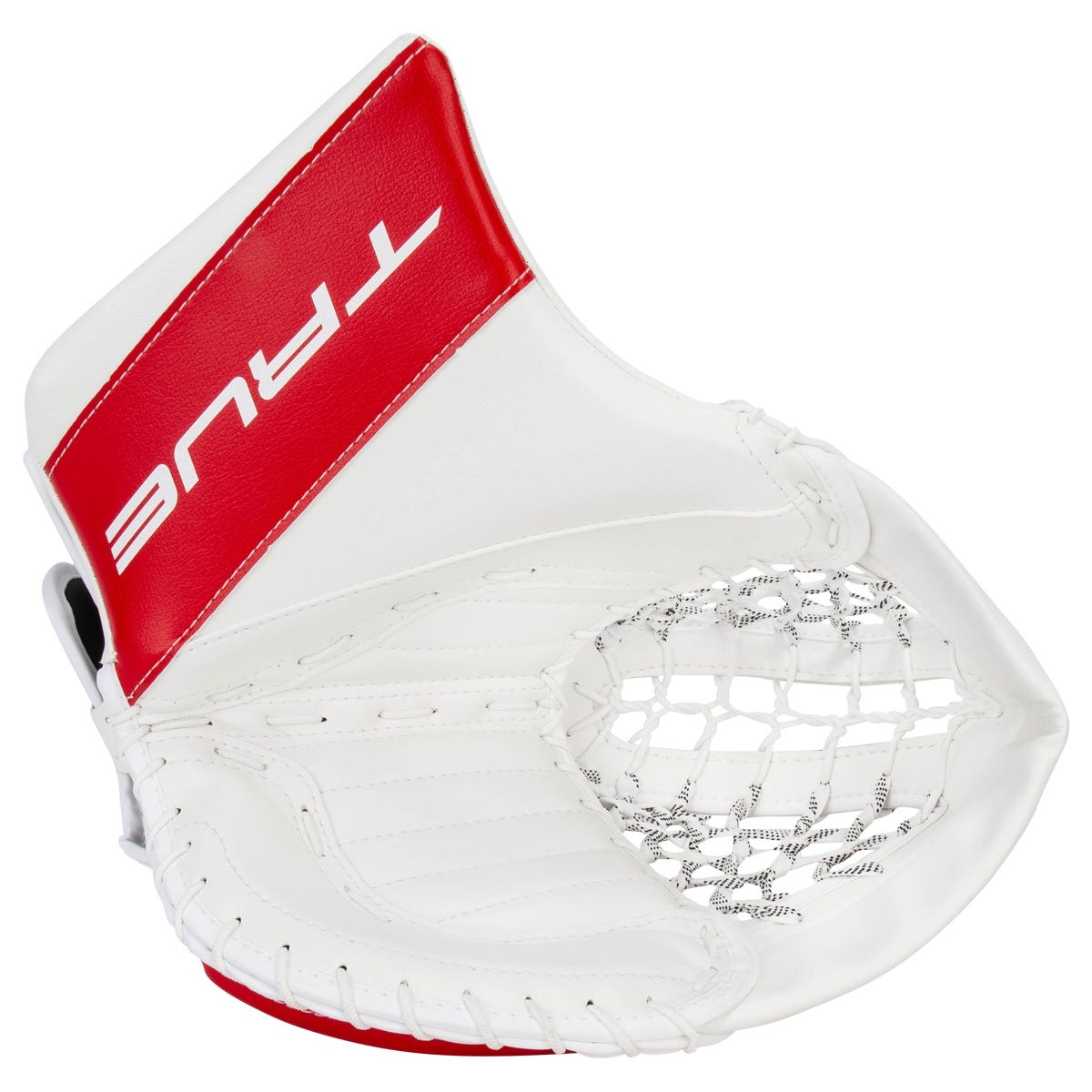 True HZRDUS 7X-L95 Senior Goalie Glove in White/Red