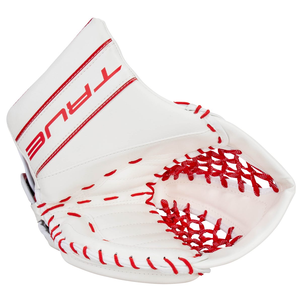True Catalyst 7X-L87 Intermediate Goalie Glove in White/Red
