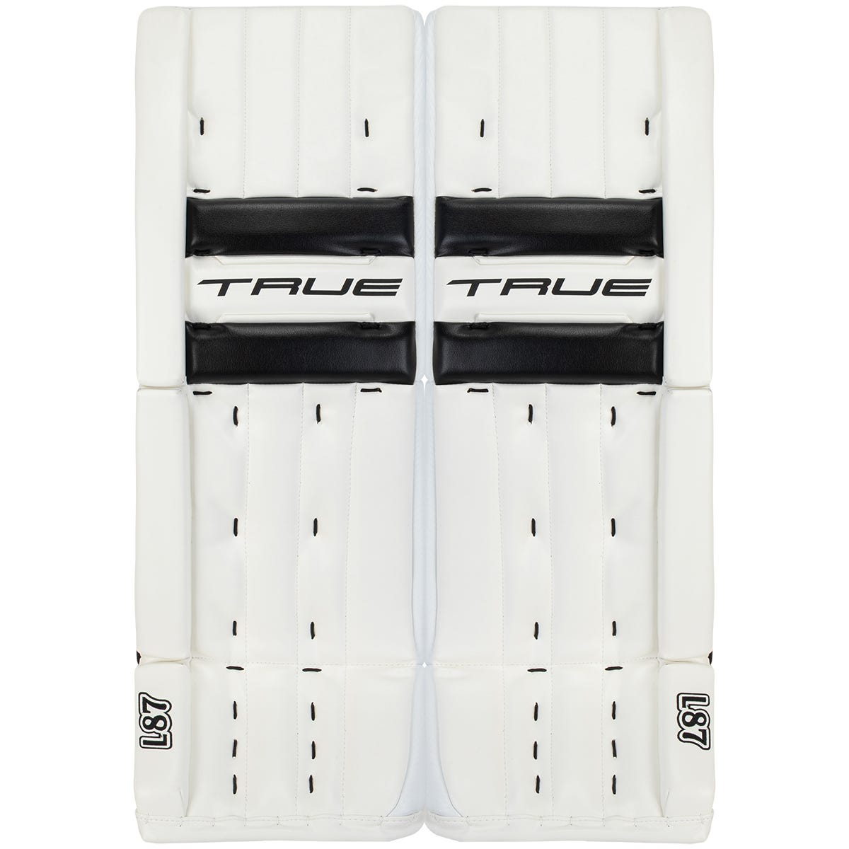 True Catalyst 7X-L87 Senior Goalie Leg Pads in White/Black Size 33+2in