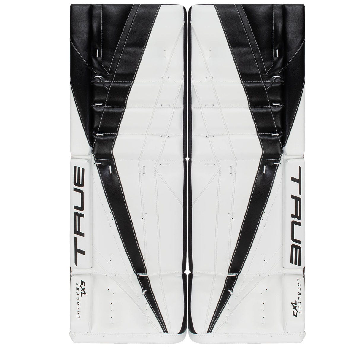 True Catalyst 7X3 Senior Goalie Leg Pads in White/Black Size 34+2in