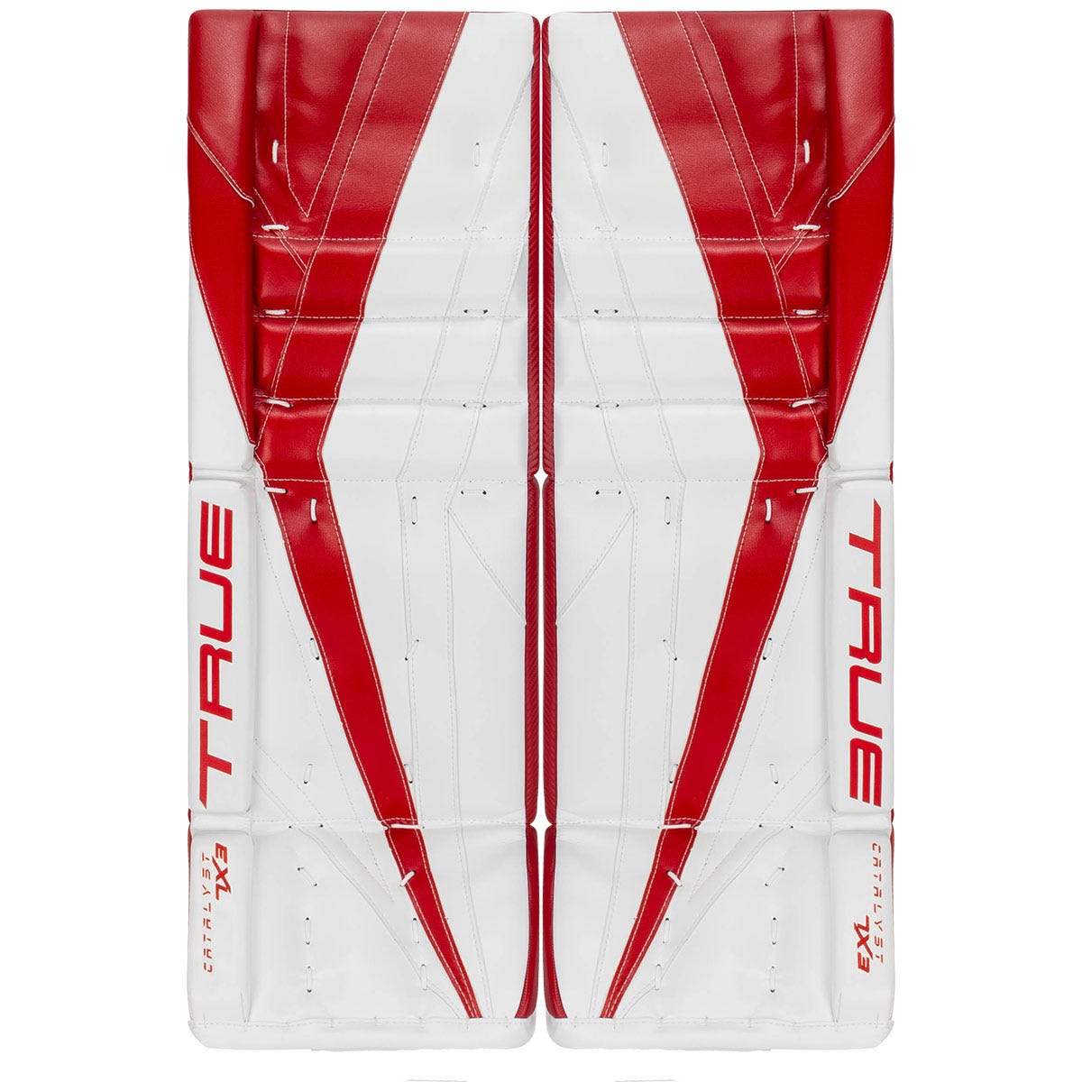 True Catalyst 7X3 Senior Goalie Leg Pads in White/Red Size 32+2in