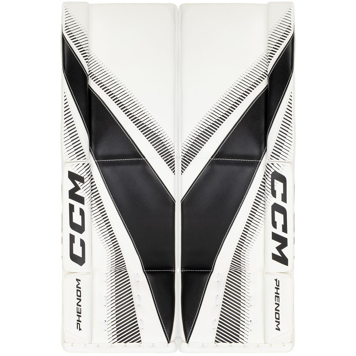CCM Phenom Junior Goalie Leg Pads in White/Black Size 24+1in