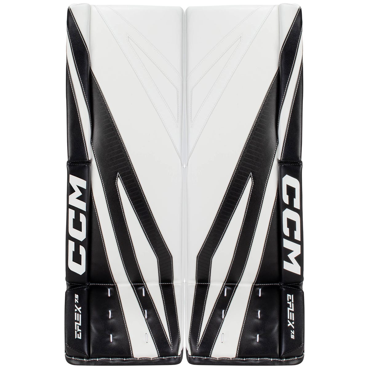 CCM EFLEX 7.5 Senior Goalie Leg Pads in White/Black Size 32+1in