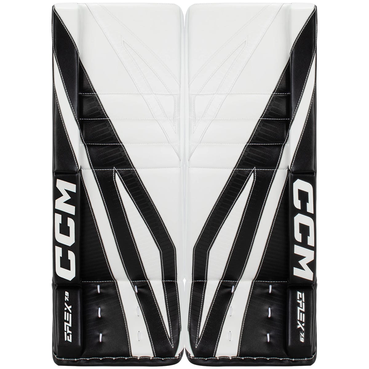 CCM EFLEX 7.9 Intermediate Goalie Leg Pads in White/Black Size 32+1in