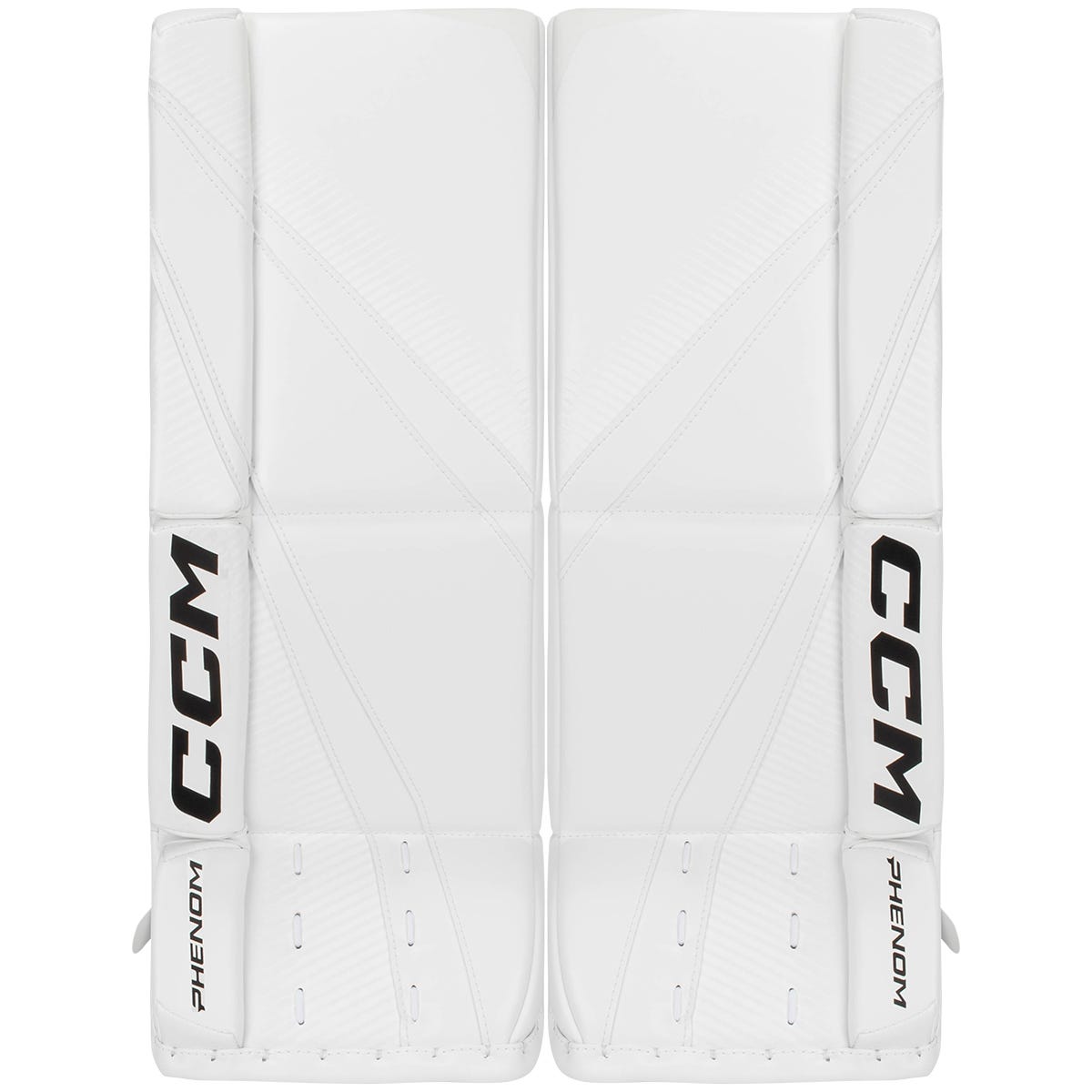 CCM Phenom Junior Goalie Leg Pads in White/White Size 24+1in