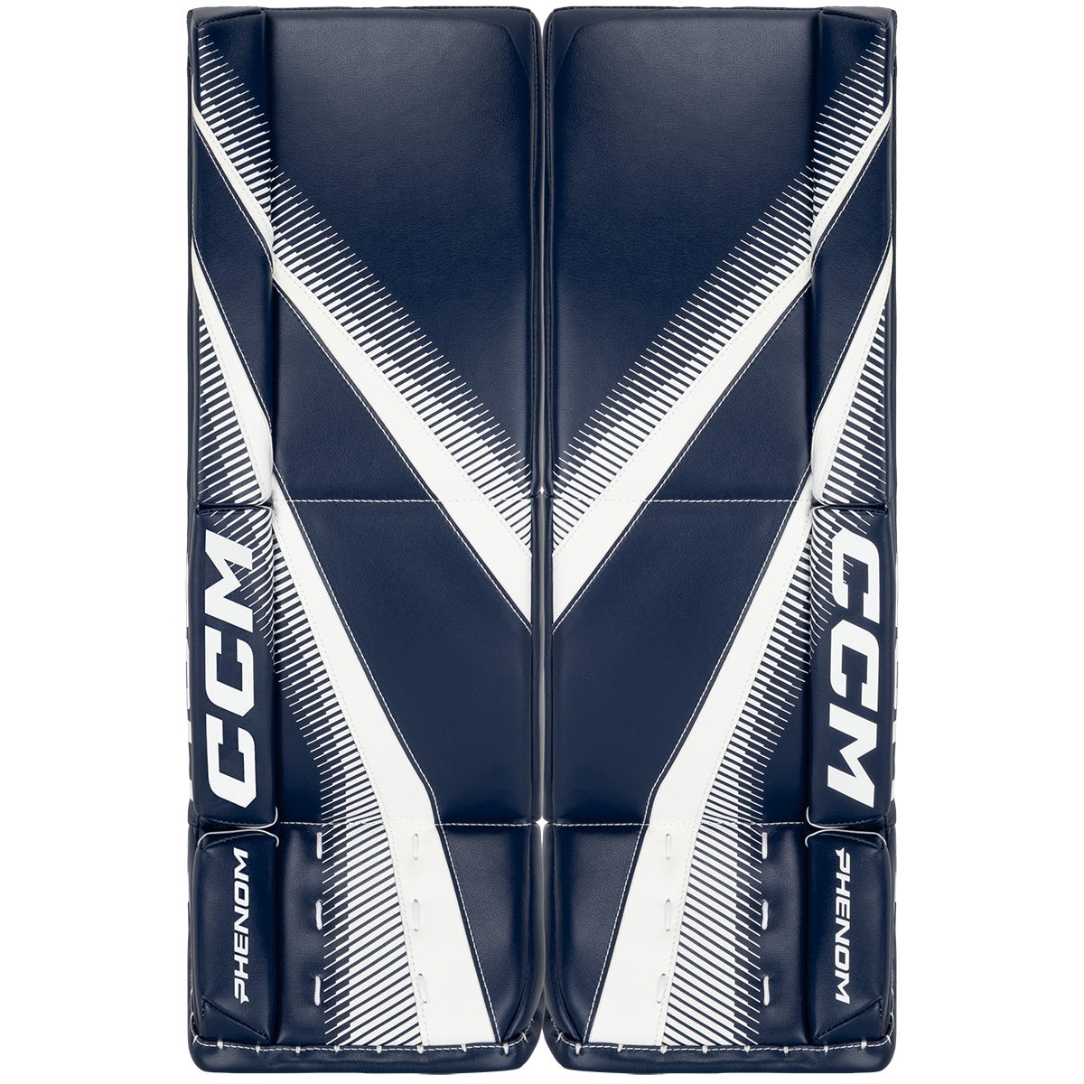 CCM Phenom Junior Goalie Leg Pads in Navy/White Size 26+1in