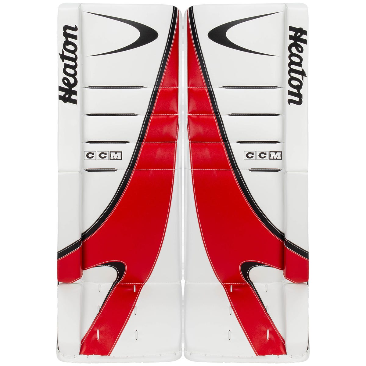 CCM EFLEX 7.9 Heaton Senior Goalie Leg Pads in White/Black/Red Size 33+1in