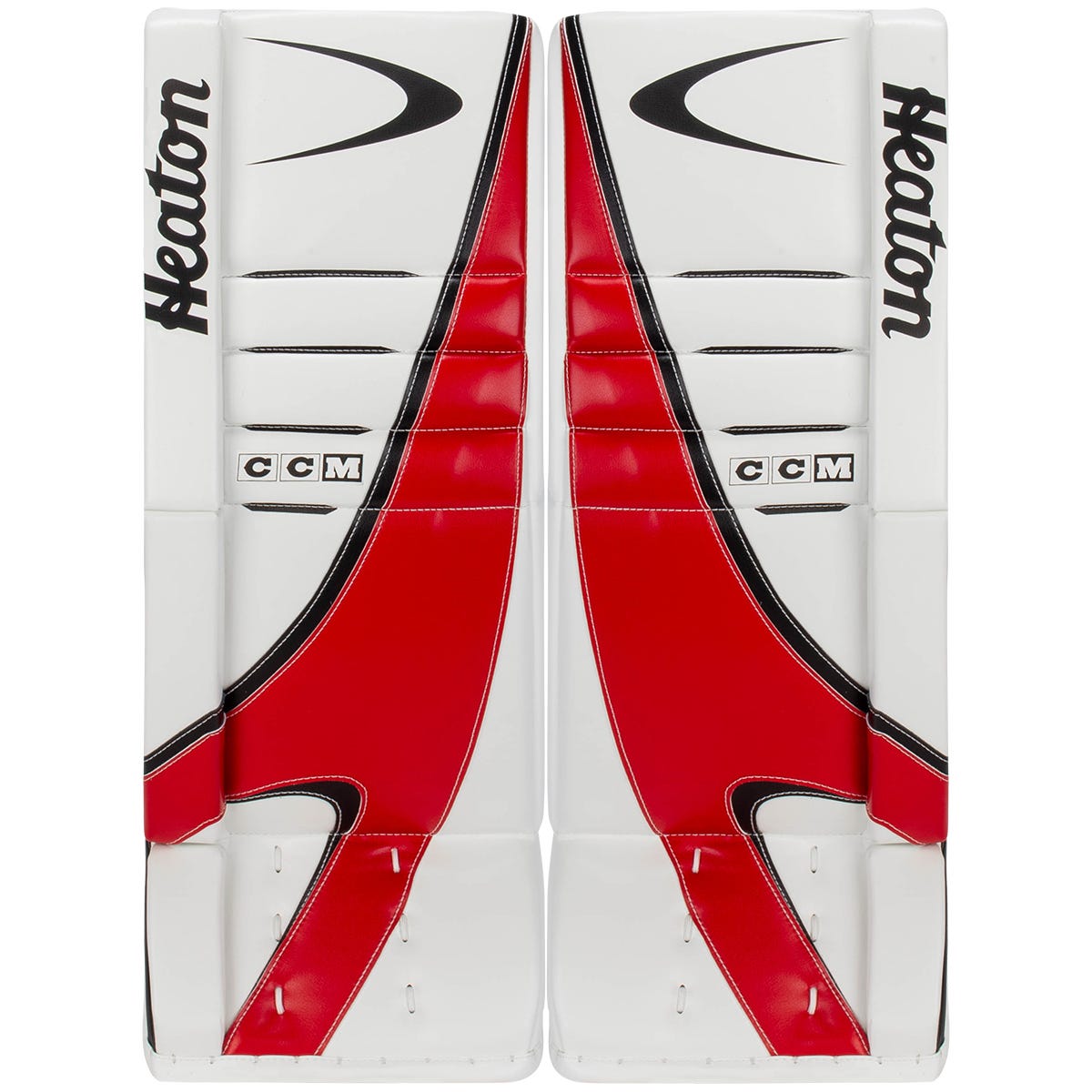 CCM EFLEX 7.9 Heaton Intermediate Goalie Leg Pads in White/Black/Red Size 31+1in