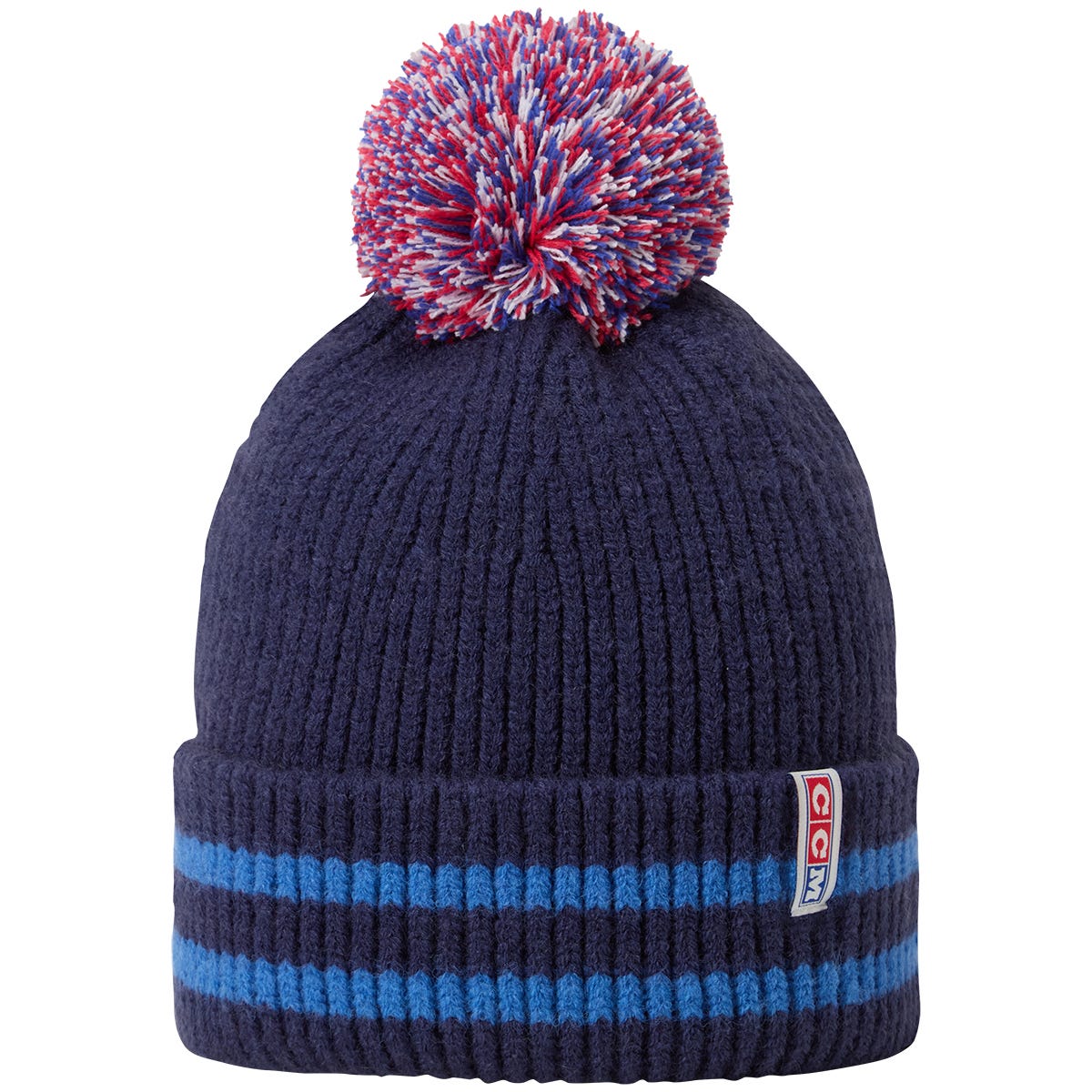 CCM Vintage Pom Knit Adult Beanie | 100% Acrylic in Navy Size OSFA