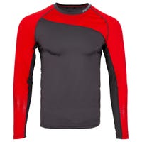 Bauer Pro Base Layer Youth Long Sleeve Training Shirt in Grey/Red Size Large