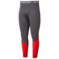 Bauer Pro Base Layer Youth Compression Pants in Grey/Red Size X-Large