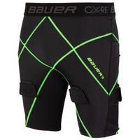 Bauer Core 1.0 Senior Compression Jock Shorts w/Cup in Black/Green Size Medium