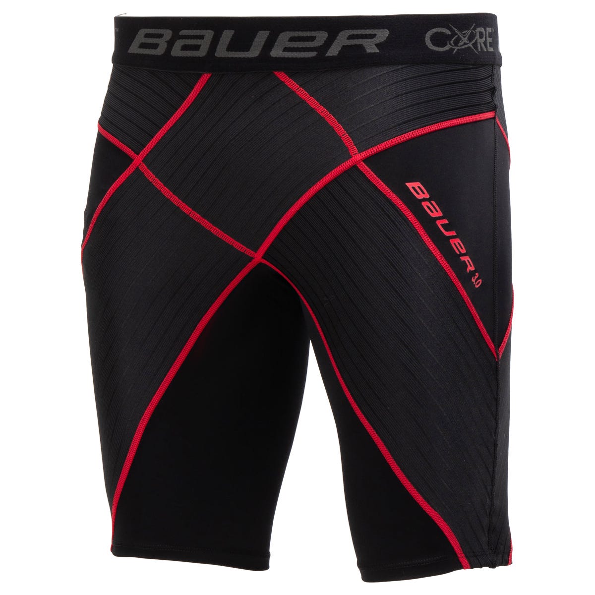 Bauer Core 3.0 Senior Compression Shorts in Black/Red Size Large