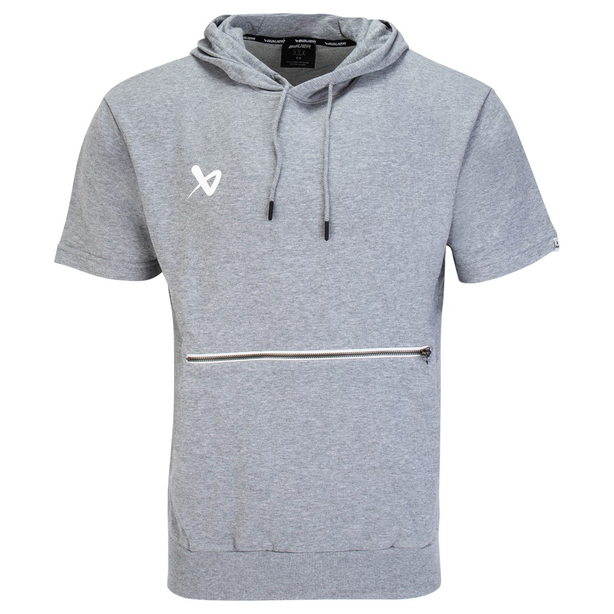 Bauer FLC Senior Short Sleeve Pullover Hoodie Sweatshirt in Grey Size Large