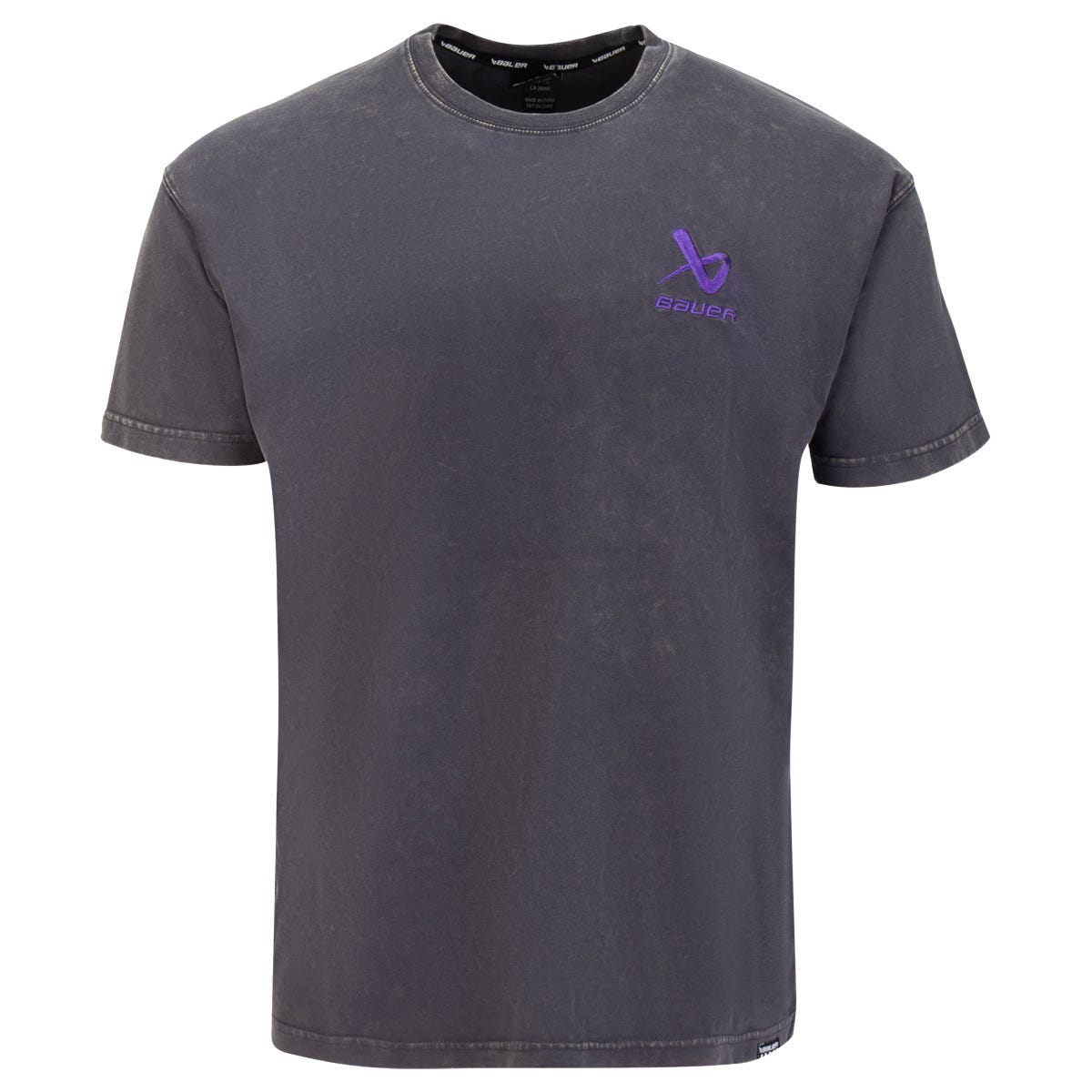 "Bauer Senior Acid Wash Box Short Sleeve T-Shirt in Grey Size X-Large"