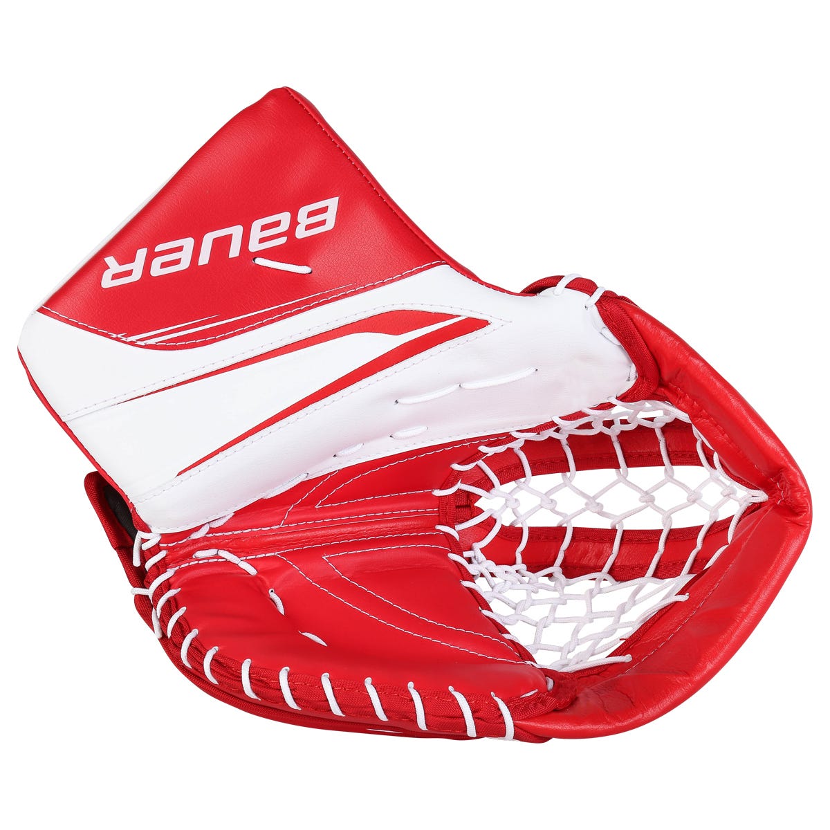 Bauer Vapor X5 Pro Intermediate Goalie Glove in White/Red