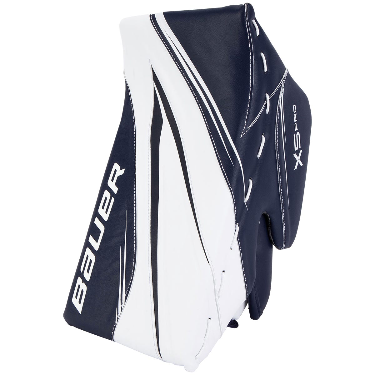 Bauer Vapor X5 Pro Intermediate Goalie Blocker in White/Navy