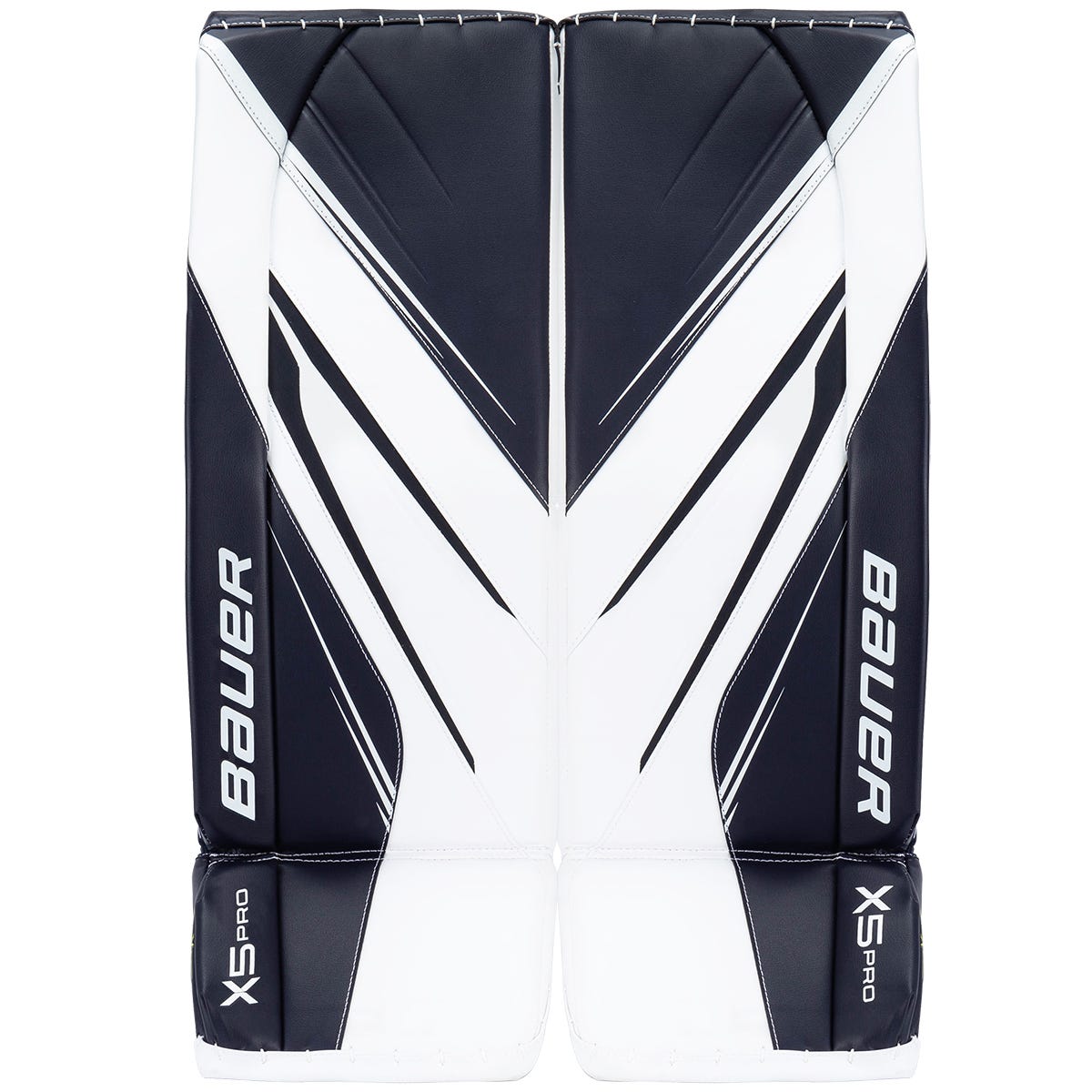 Bauer Vapor X5 Pro Intermediate Goalie Leg Pads in White/Navy Size Medium