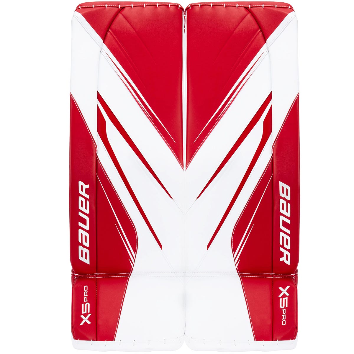 Bauer Vapor X5 Pro Intermediate Goalie Leg Pads in White/Red Size Medium