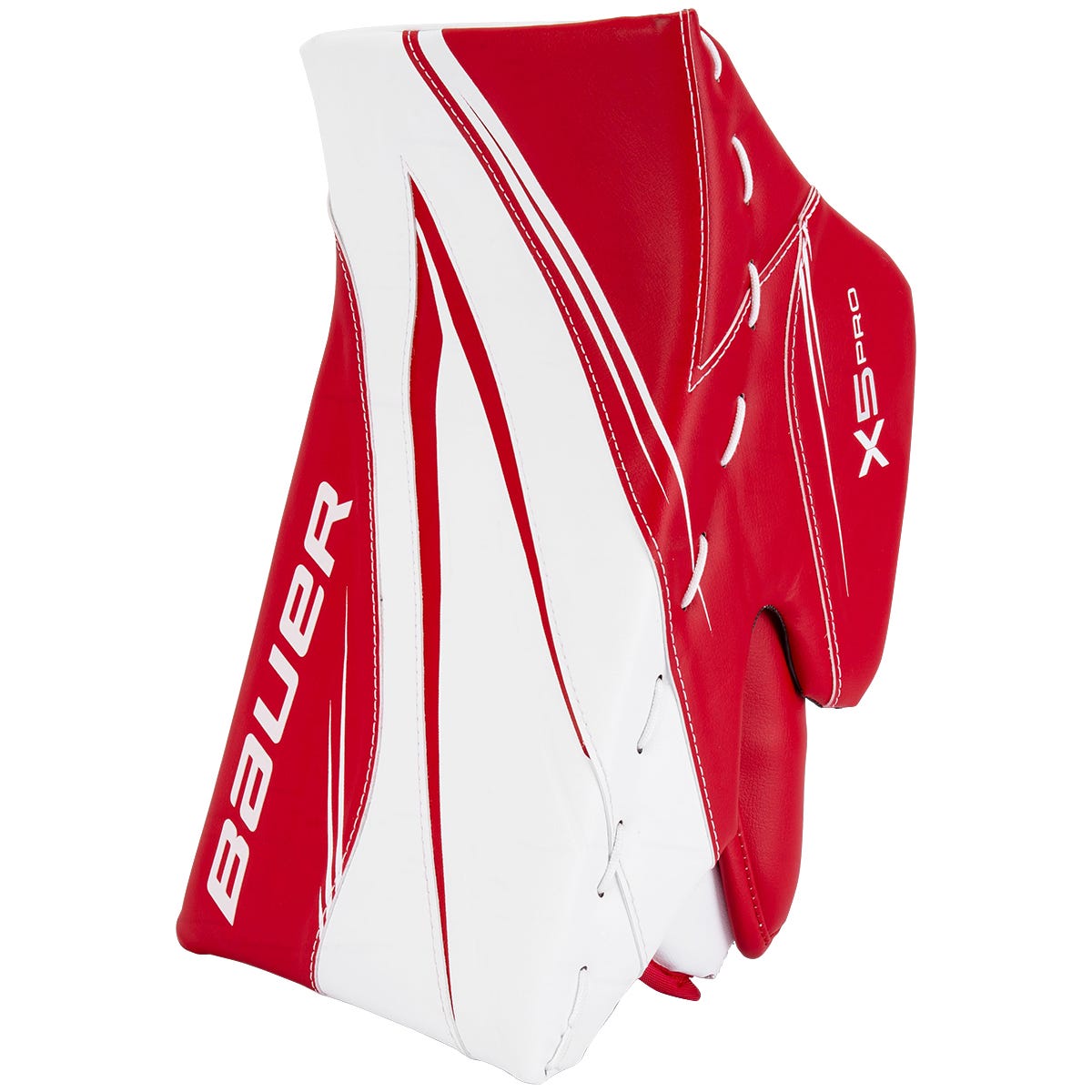 Bauer Vapor X5 Pro Senior Goalie Blocker in White/Red