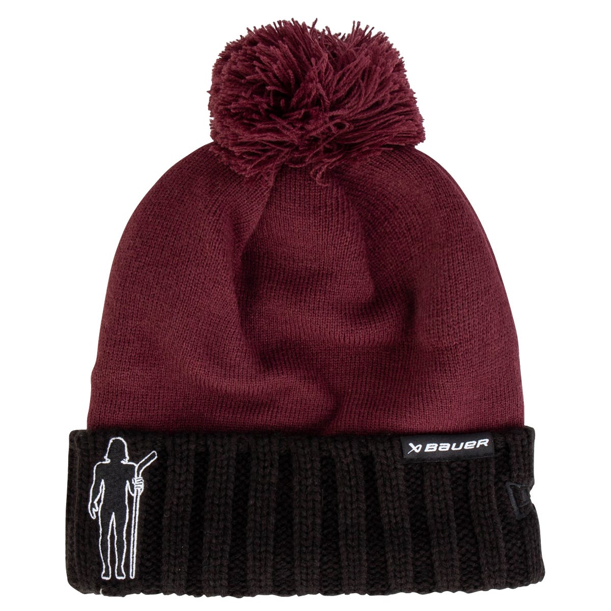 "Bauer New Era Hockey Guy Adult Knit Pom Beanie | 100% Polyester in Burgundy"