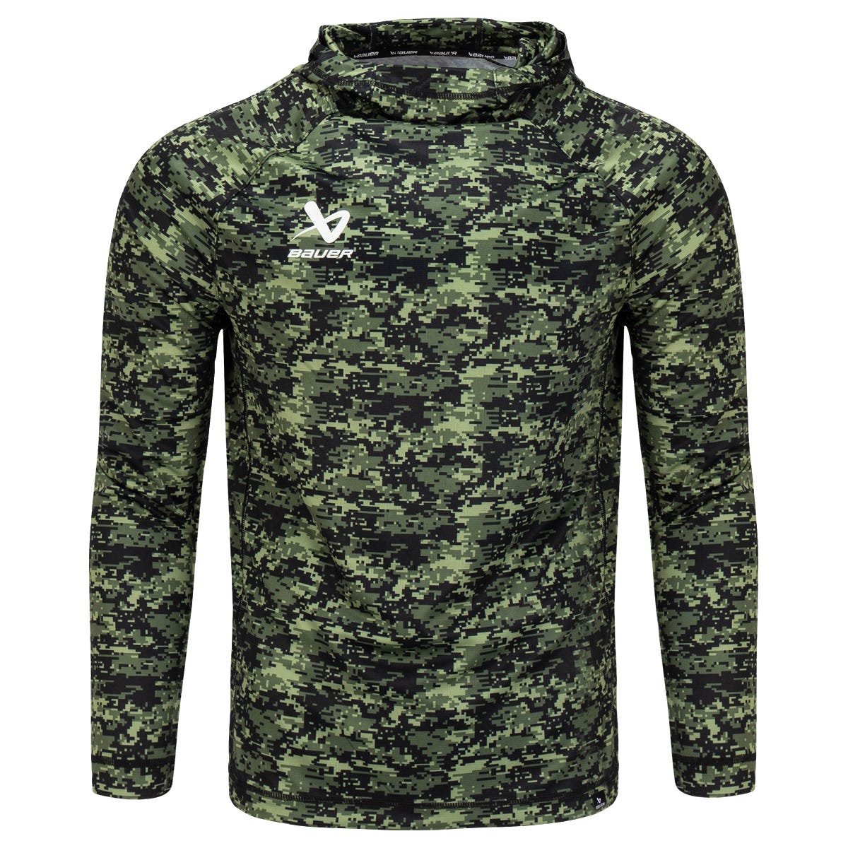 Bauer Warmth Fleece Senior Long Sleeve Tech T-Shirt | 100% Polyester in Green Size Medium