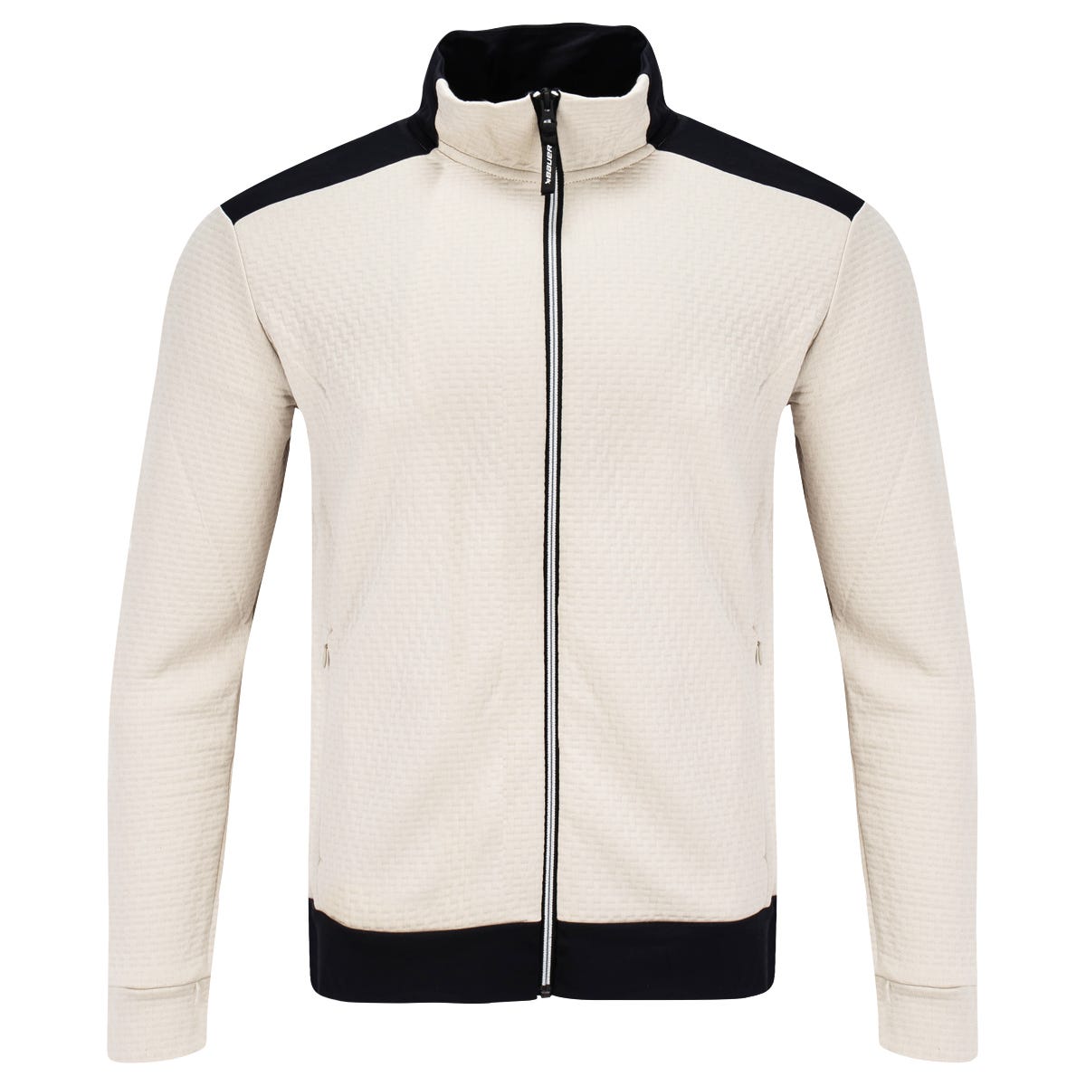 Bauer Textured Fleece Senior Full Zip Sweatshirt | 100% Polyester in White Size Medium