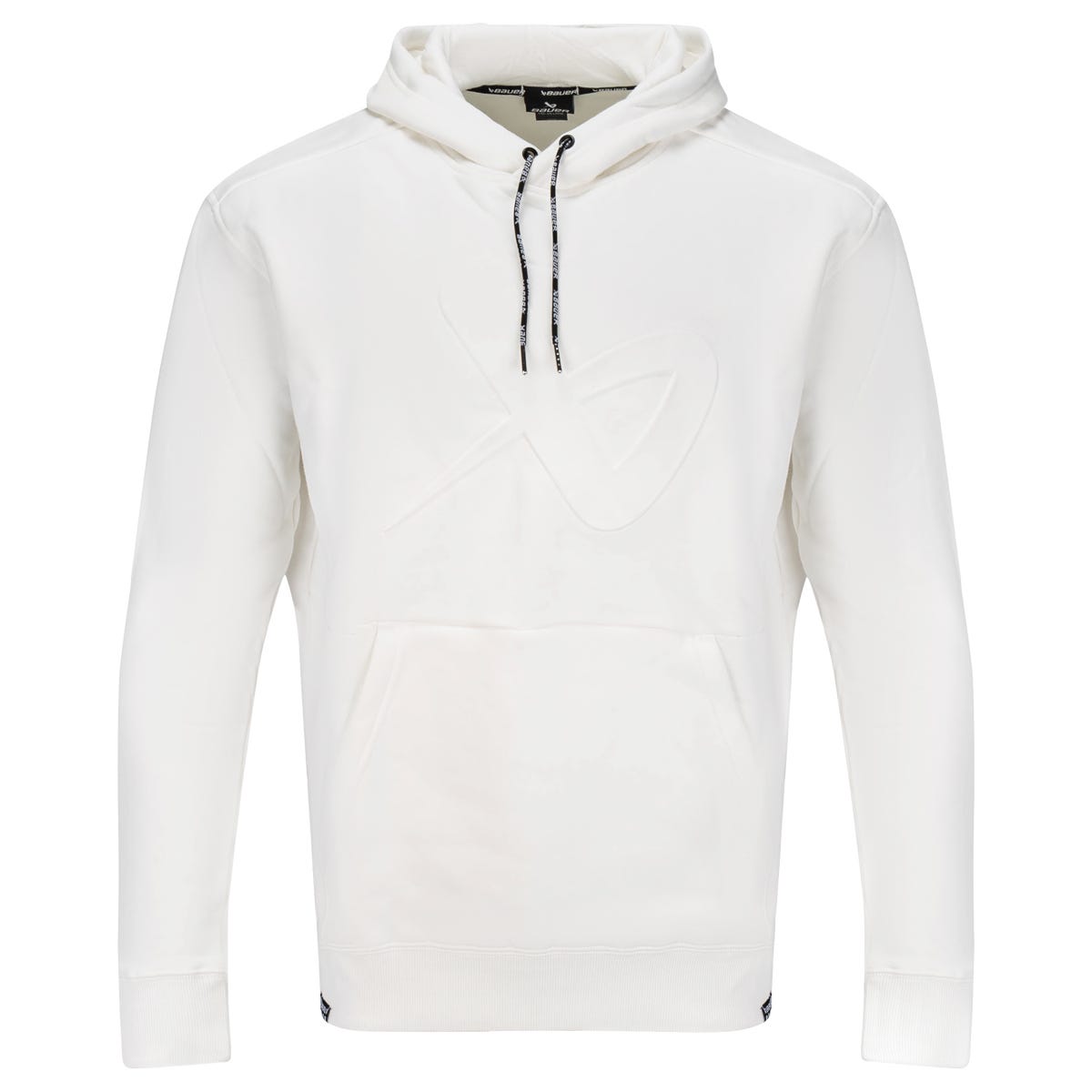 Bauer Embossed Fleece Senior Pullover Hoodie Sweatshirt in White Size Medium