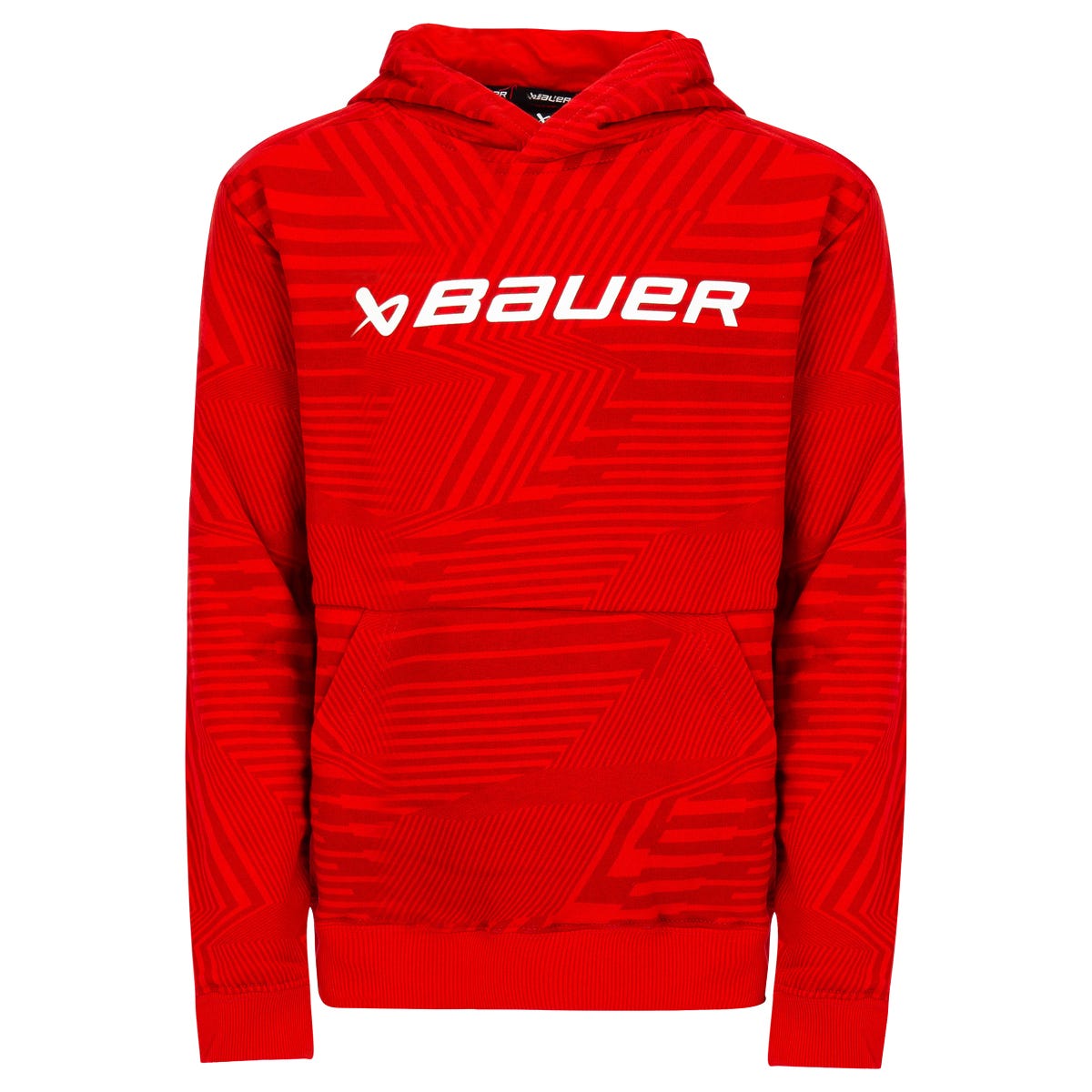 Bauer Stripe Graphic Youth Pullover Hoodie Sweatshirt in Red Size Large