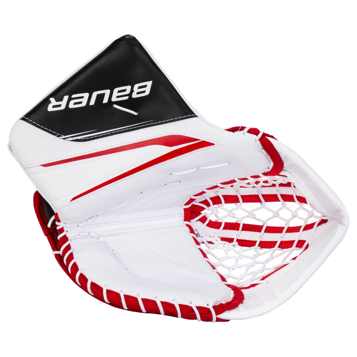 Bauer Vapor X5 Pro Intermediate Goalie Glove in White/Black/Red