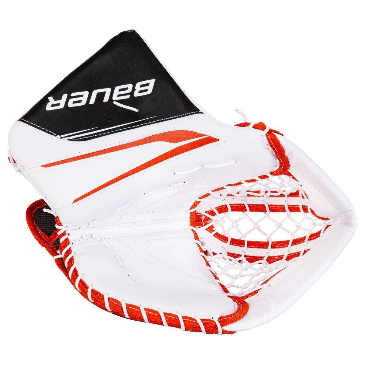 Bauer Vapor X5 Pro Intermediate Goalie Glove in White/Orange/Black