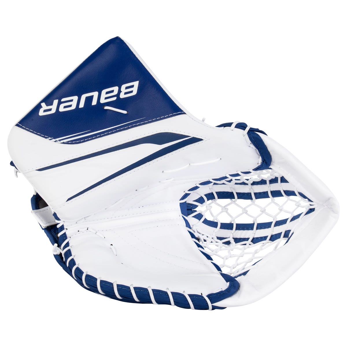 Bauer Vapor X5 Pro Intermediate Goalie Glove in White/Blue