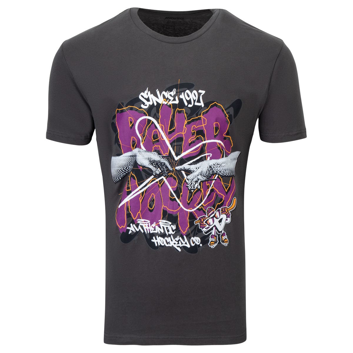 "Bauer 1927 Grafitti Adult Short Sleeve T-Shirt in Grey Size Large"