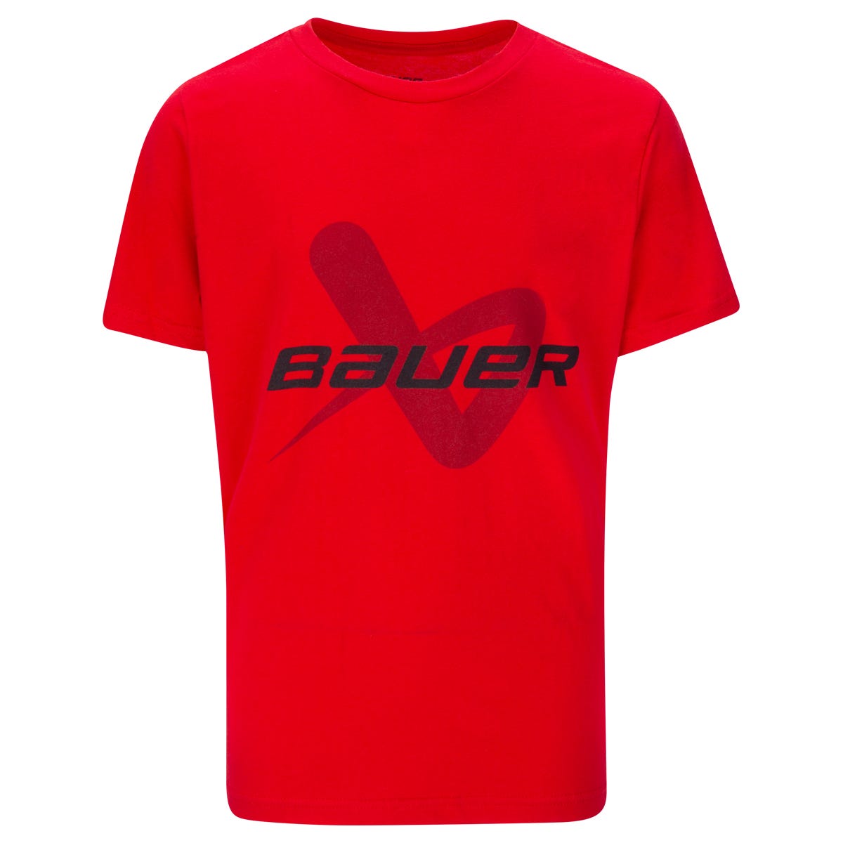 "Bauer Lockup Youth Short Sleeve T-Shirt in Red Size Medium"