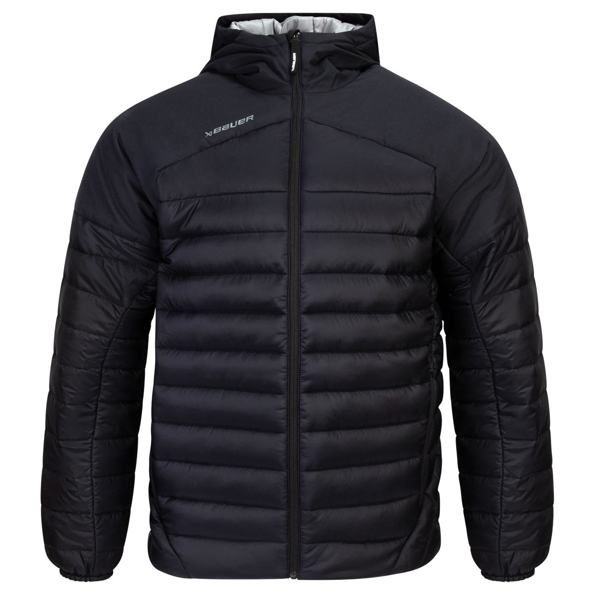 Bauer Puffer Adult Full Zip Jacket | 100% Polyester in Black Size Large
