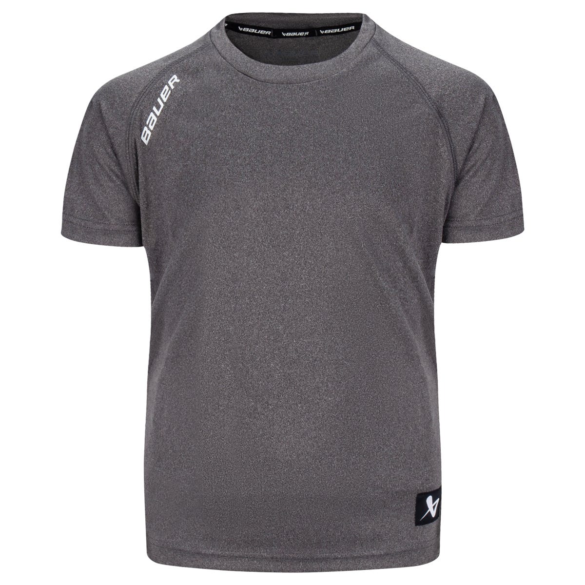 "Bauer Tech Youth Short Sleeve T-Shirt | 100% Polyester in Grey Size X-Small"